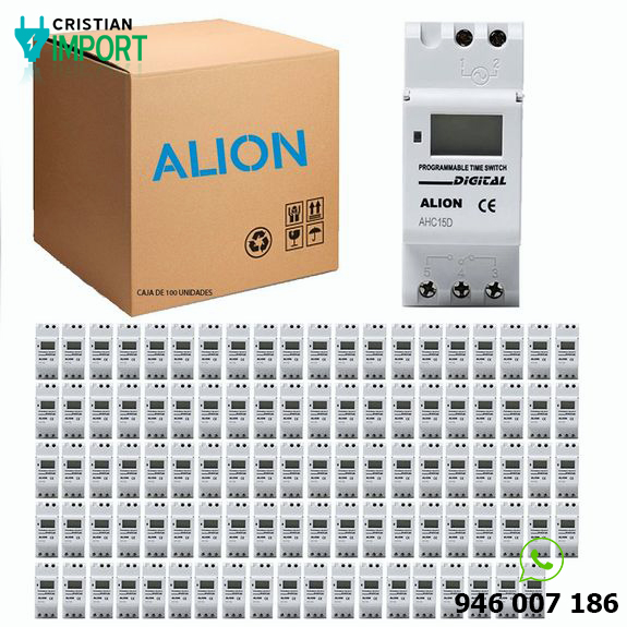 Caja 100 Unidades de Interruptor Horario Digital AHC15D 100-250V (20 Programaciones) ALION