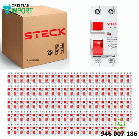 Caja de 100 Unidades de Interruptor Diferencial Steck 2X40A 30MA SDR24030