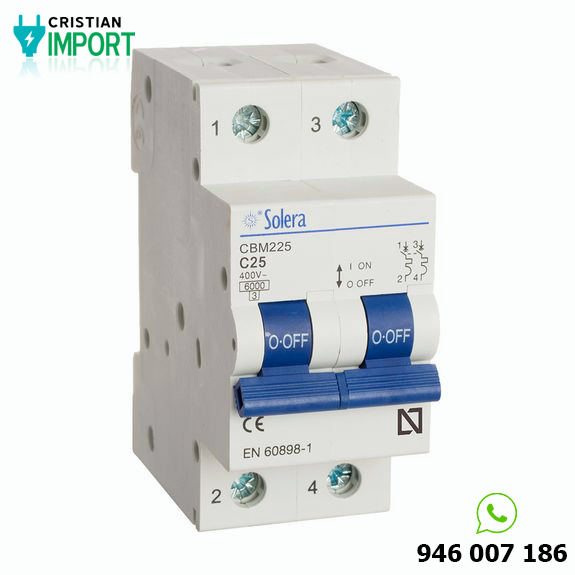Interruptor termomagnético 2x25A 6ka