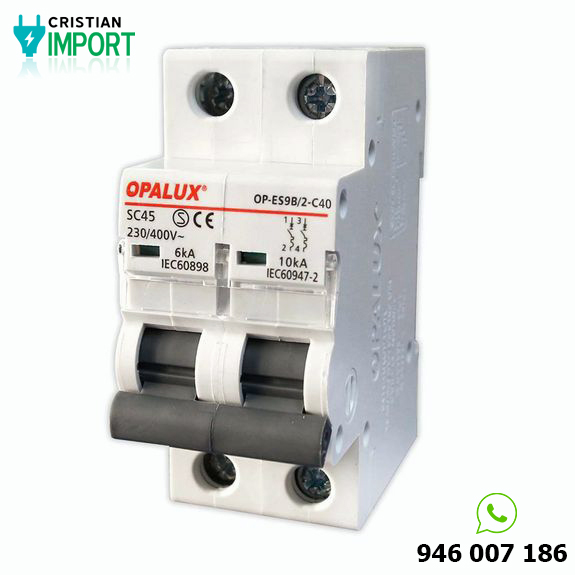 Interruptor termomagnético 2x40A 6KA-10KA Opalux