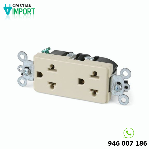 Toma doble universal para empotrar 15A 250V L/T Marfil