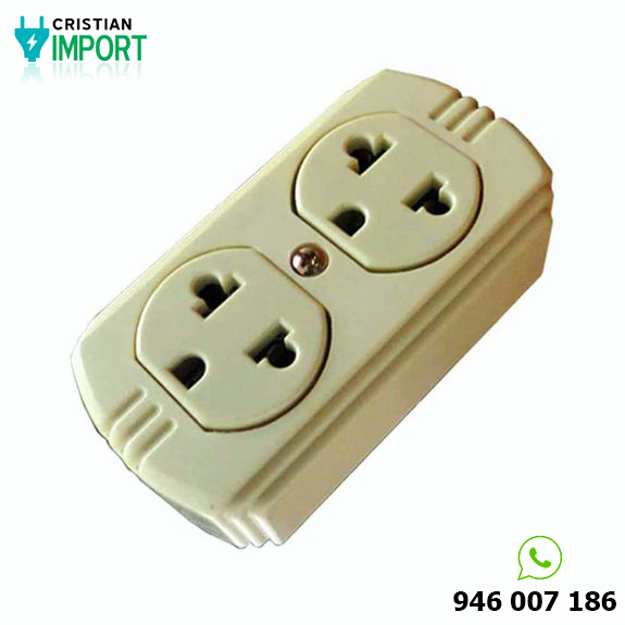 Tomacorriente Doble Universal 2 Polos+Tierra WT-U08-2-PK20 WESTOR Pack 20 Und