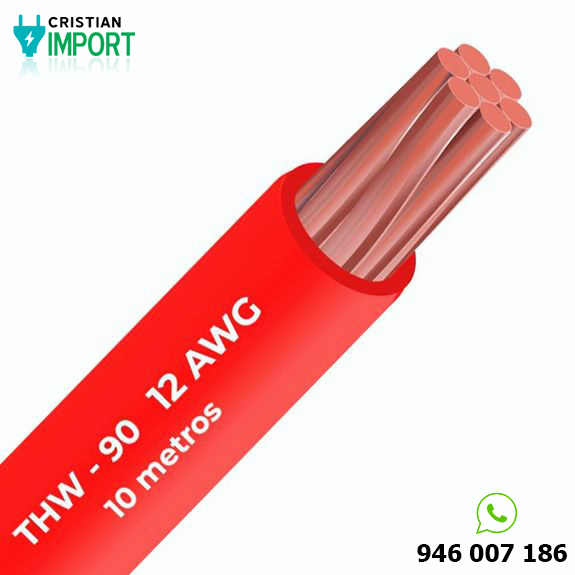 Cable THW-90 450/750 V 12 AWG Celsa rojo 10m