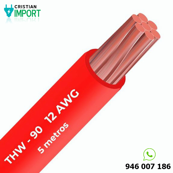 Cable THW-90 450/750 V 12 AWG Celsa rojo 5m