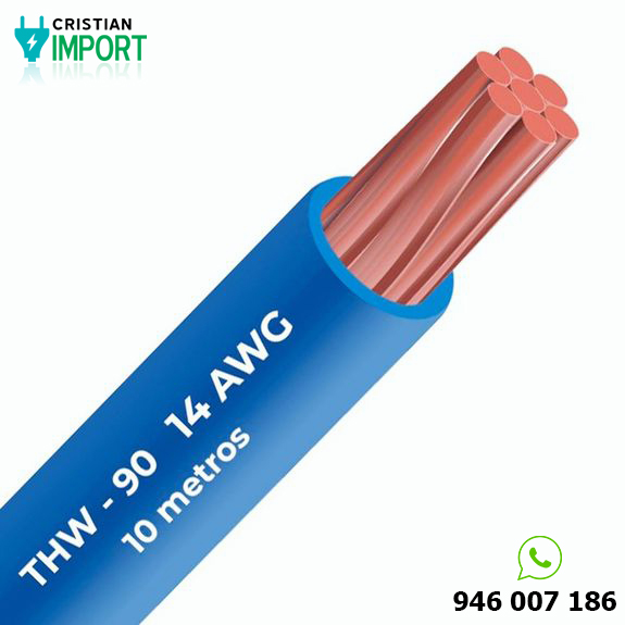 Cable THW-90 450/750 V 14 AWG Celsa azul 10m