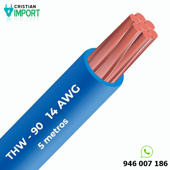 Cable THW-90 450/750 V 14 AWG Celsa azul 5m