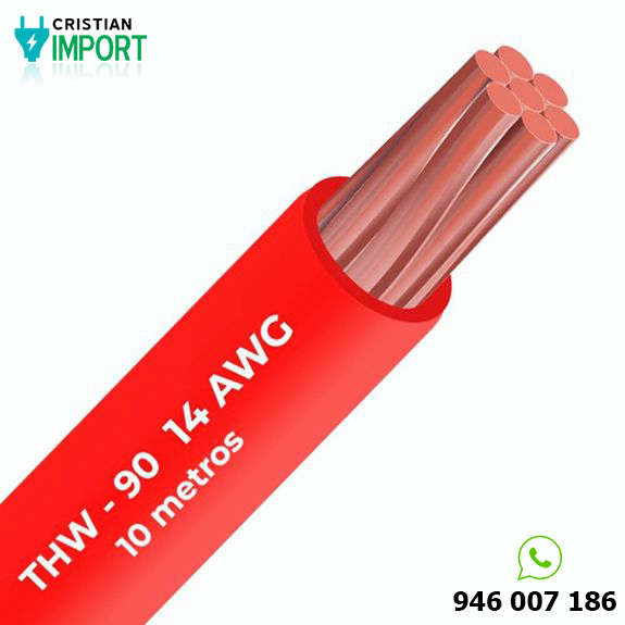 Cable THW-90 450/750 V 14 AWG Celsa rojo 10m