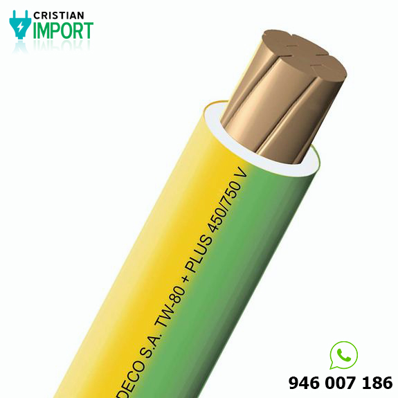 Cable TW-80 +plus 450/750 V 10 AWG Amarillo/Verde