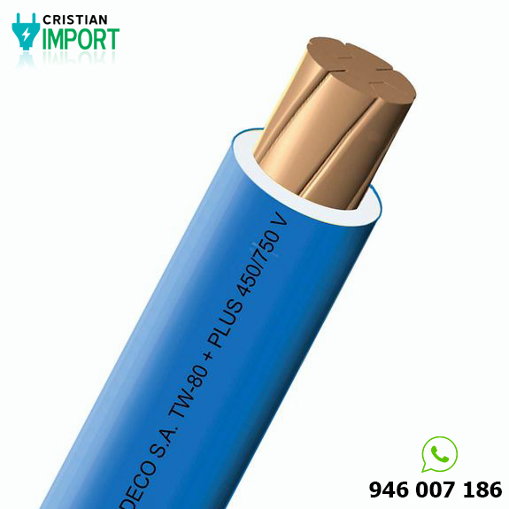 Cable TW-80 +plus 450/750 V 10 AWG Azul
