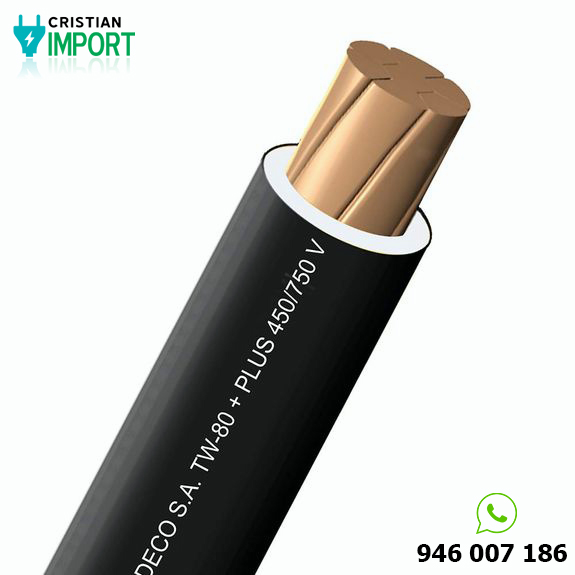Cable TW-80 +plus 450/750 V 14 AWG Negro