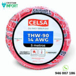Cable Thw-90 450/750 V 14 Awg Celsa Rojo 5m
