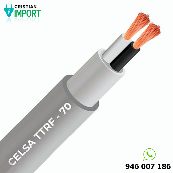 Cable vulcanizado TTRF-70 2×12 AWG gris