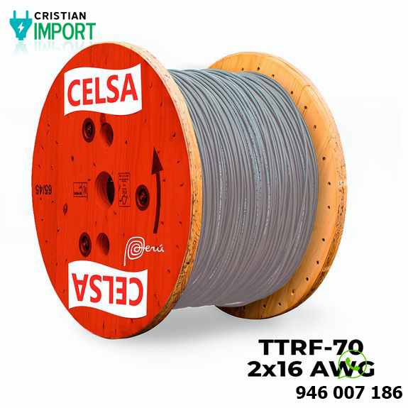 Cable vulcanizado Ttrf-70 2×16 Awg Gris – Venta por metro