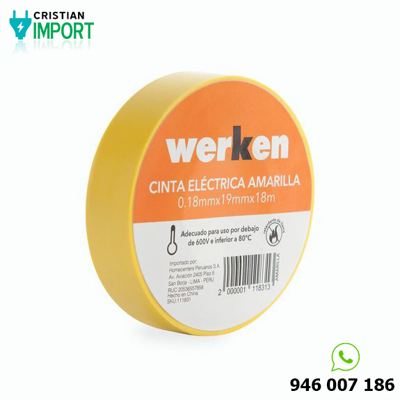 Cinta eléctrica Werken Amarilla 18 metros