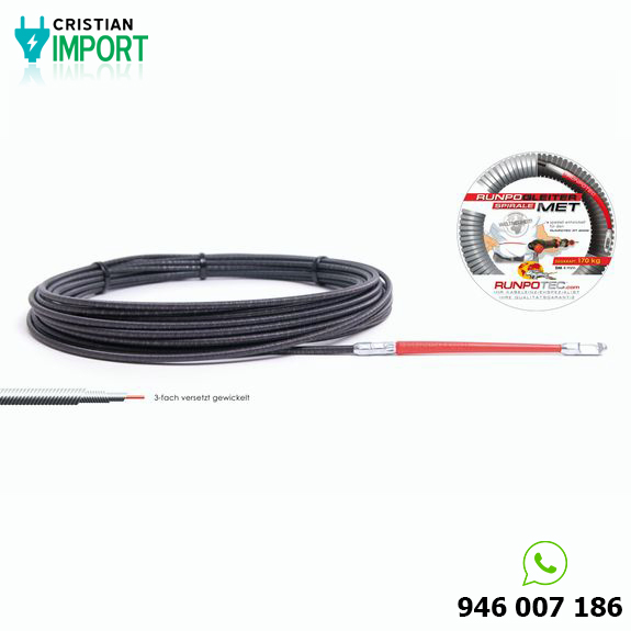 Guía Pasacables Runpotec Espiral Metálica 4mm de 15M Profesional