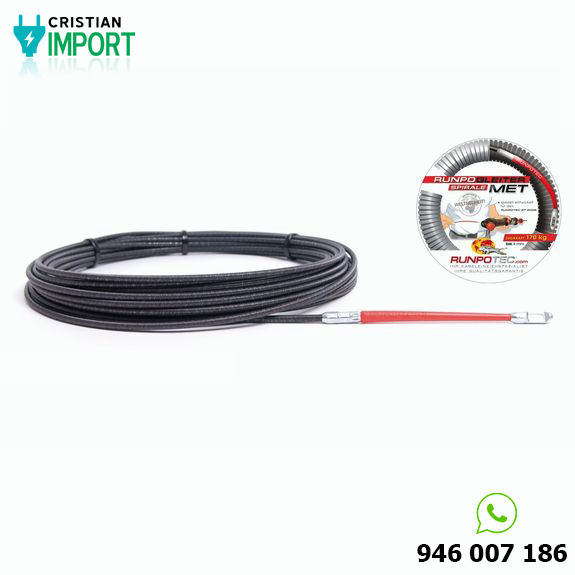 Guía Pasacables Runpotec Espiral Metálica 4mm de 30M Profesional