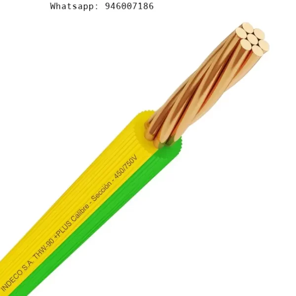 Cable THW-90 +plus 450/750 V 12 AWG Amarillo/Verde 100m Indeco